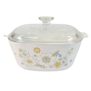 Floral Bouquet Corning Ware Lidded Casserole Dish Vintage 2.5 Qt 10 Cups *READ
